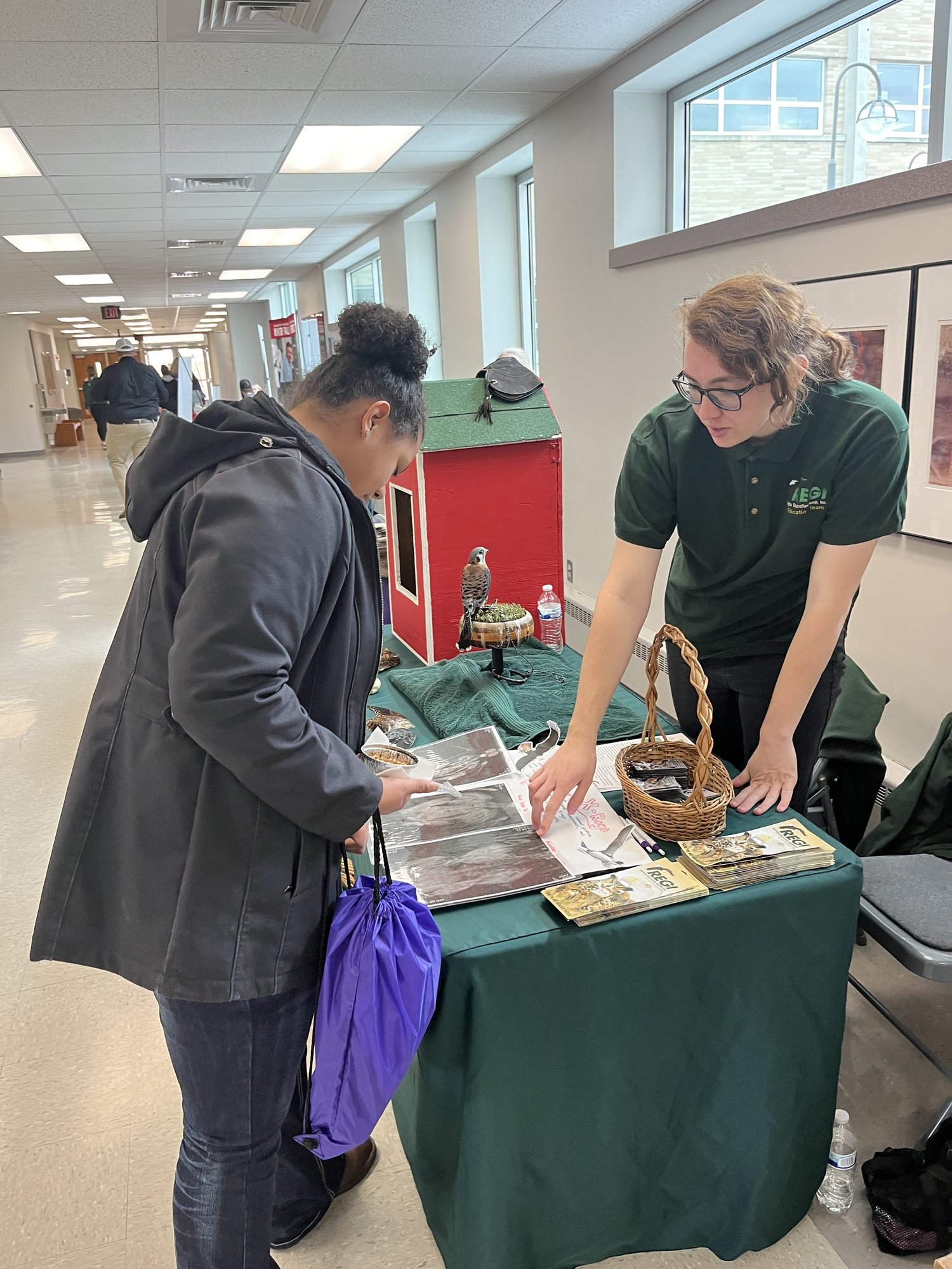 Students meeting a REGI avian ambassador