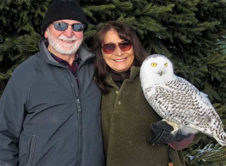 REGI founders Don and Marge Gibson with a snowy owl
