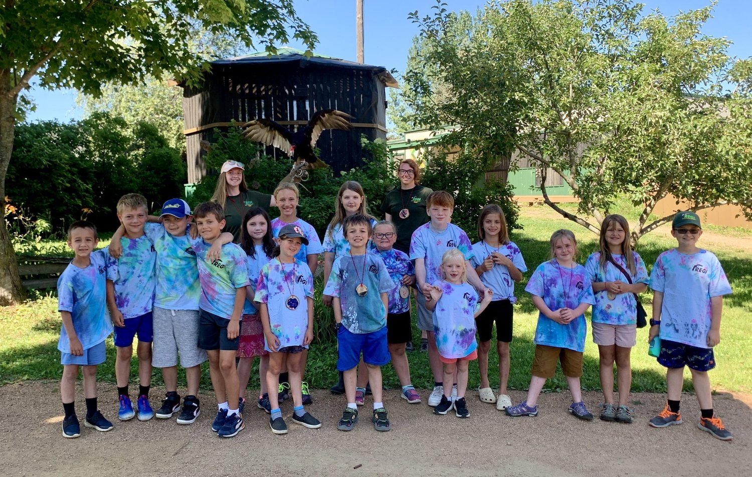 Children and educators at REGI Raptor Adventures Summer Camp